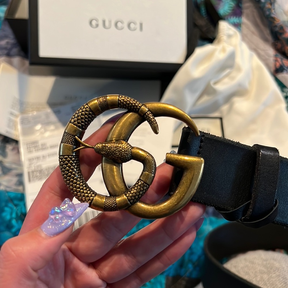 🐍Leather Gucci Belt Double G Snake Genuine with box size 75 ⚡️FLASH SALE ⚡️